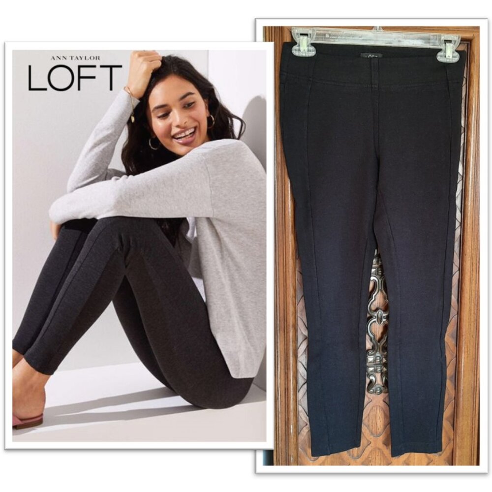 LOFT | Seamed Ponte Leggings - Black, Size XSP